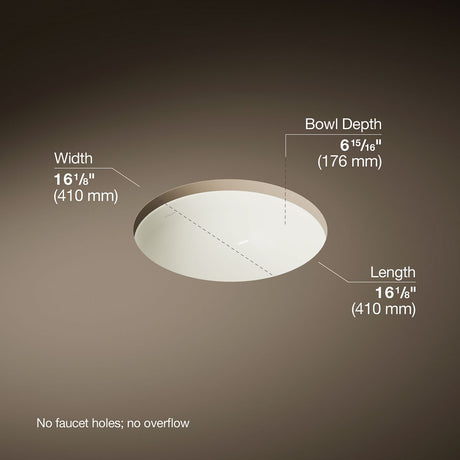 Caxton® 16-1/8" round undermount bathroom sink, no overflow