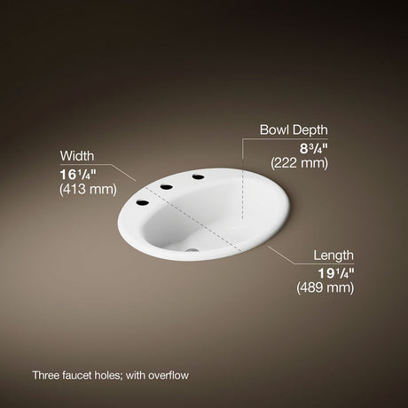 Farmington® 19-1/4" oval drop-in bathroom sink