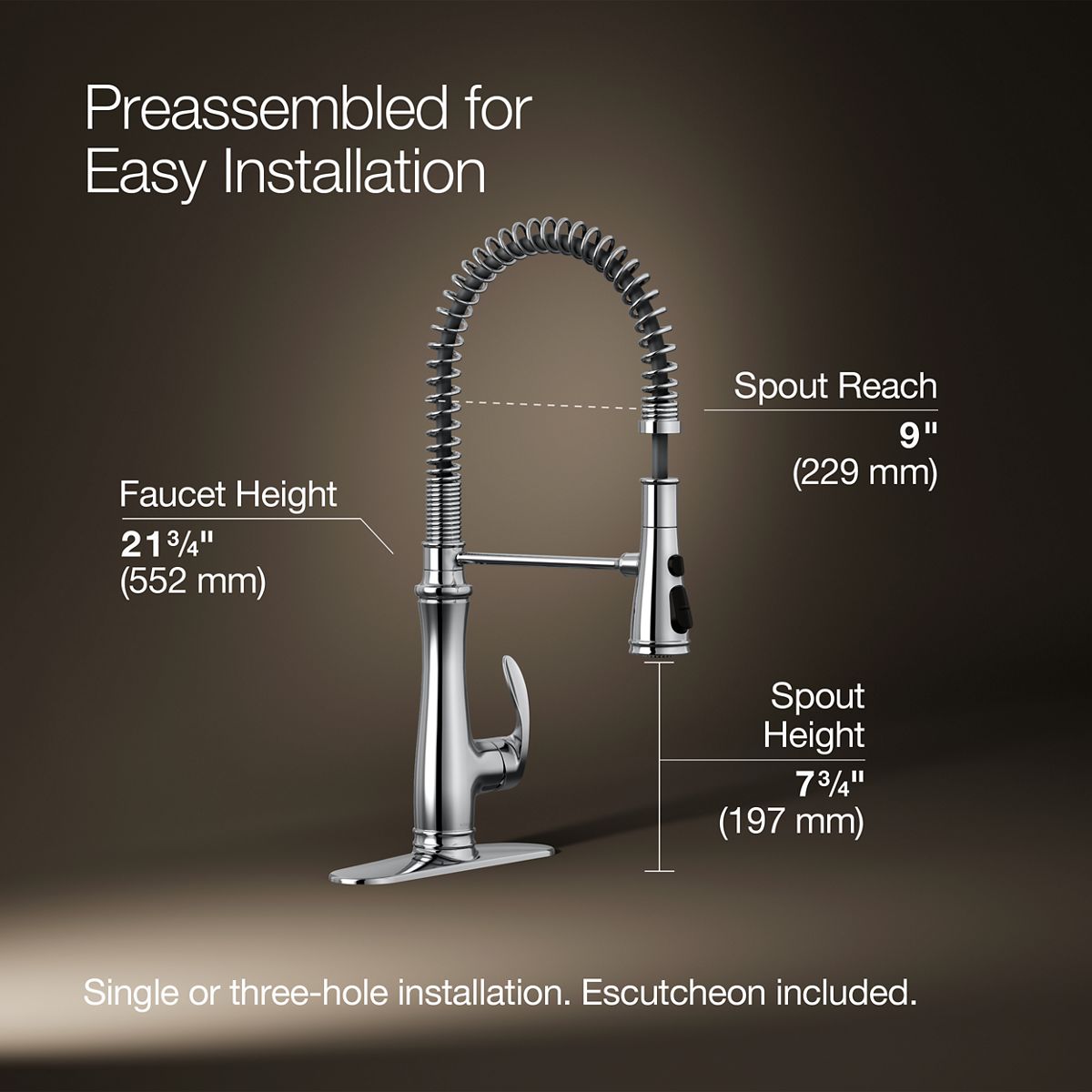 Bellera® Semi-professional kitchen sink faucet with three-function sprayhead