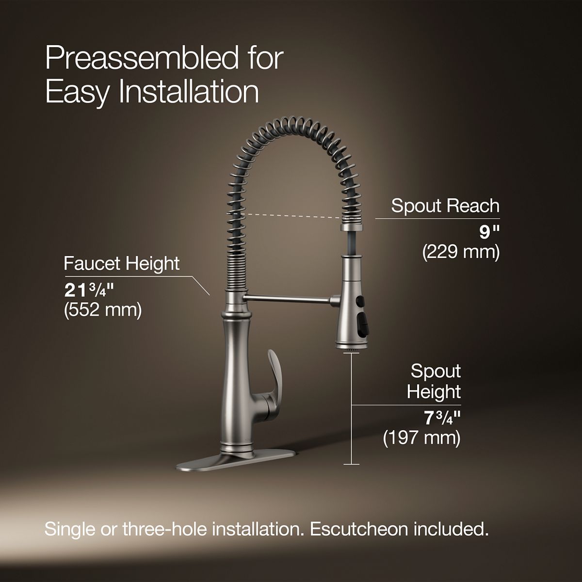 Bellera® Semi-professional kitchen sink faucet with three-function sprayhead
