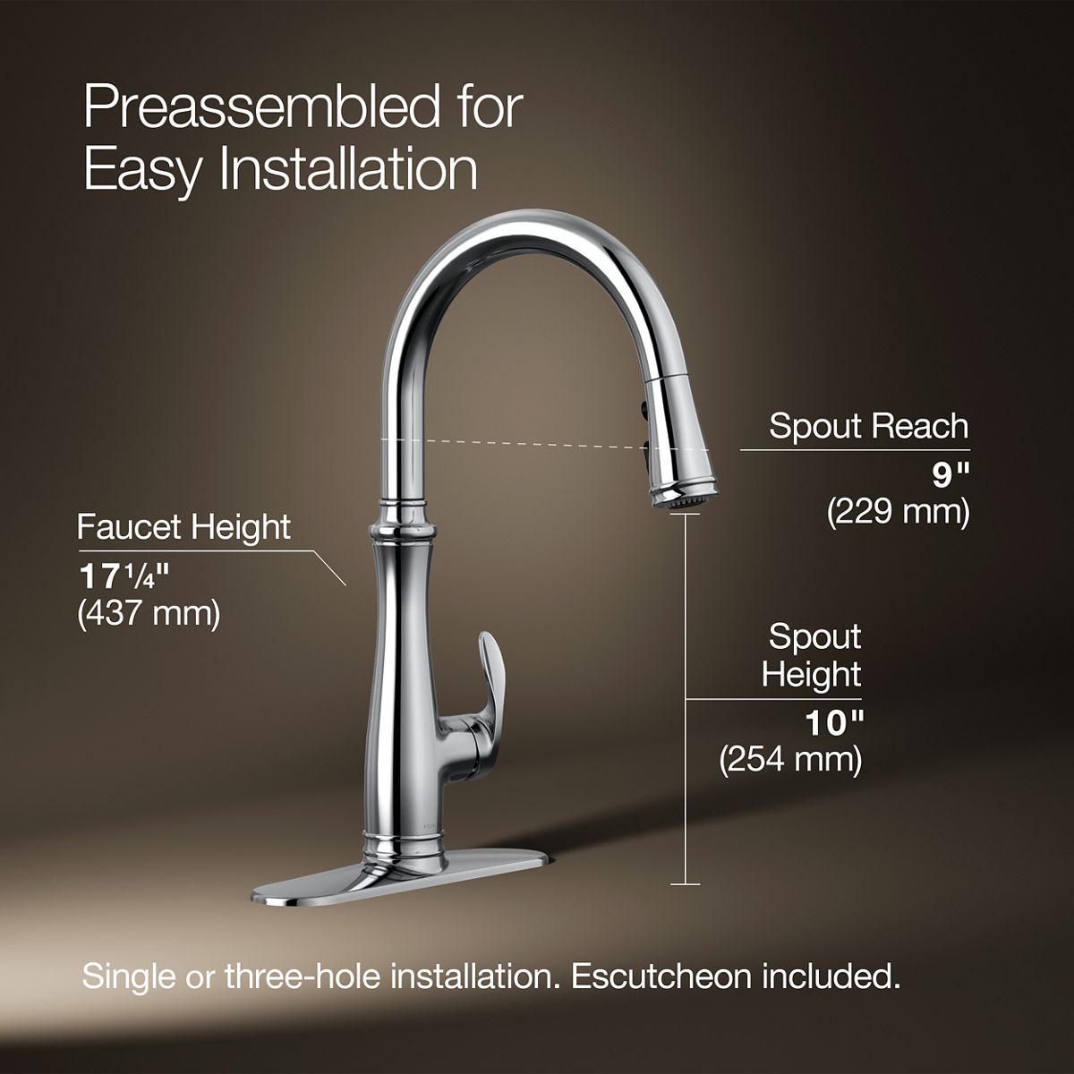Bellera® Touchless pull-down kitchen sink faucet with three-function sprayhead