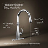 Bellera® Touchless pull-down kitchen sink faucet with three-function sprayhead