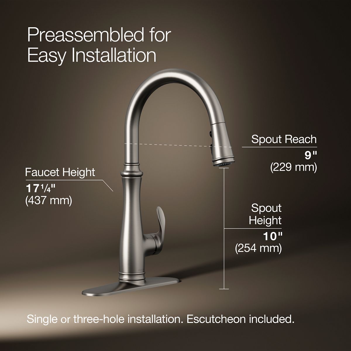 Bellera® Touchless pull-down kitchen sink faucet with three-function sprayhead