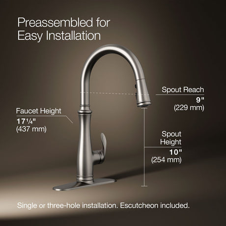 Bellera® Touchless pull-down kitchen sink faucet with three-function sprayhead