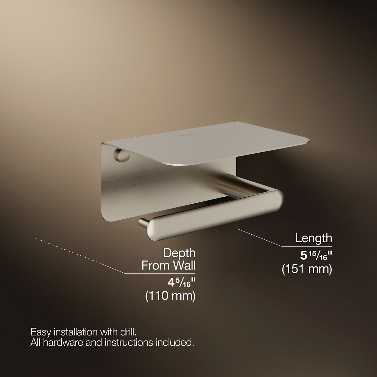Kumin™ Covered horizontal toilet paper holder