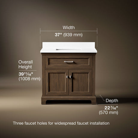 Charlemont™ 36" bathroom vanity cabinet with sink and quartz top