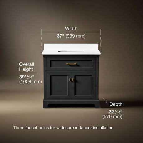 Charlemont™ 36" bathroom vanity cabinet with sink and quartz top