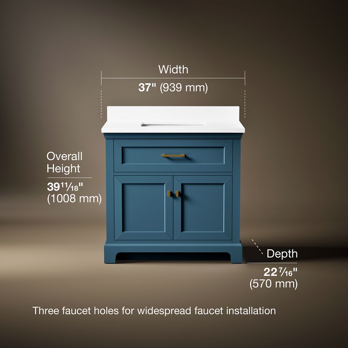Charlemont™ 36" bathroom vanity cabinet with sink and quartz top