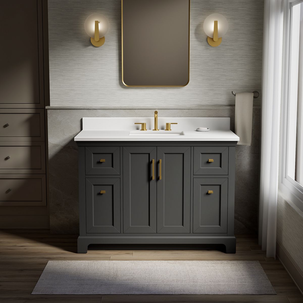 Charlemont™ 48" bathroom vanity cabinet with sink and quartz top