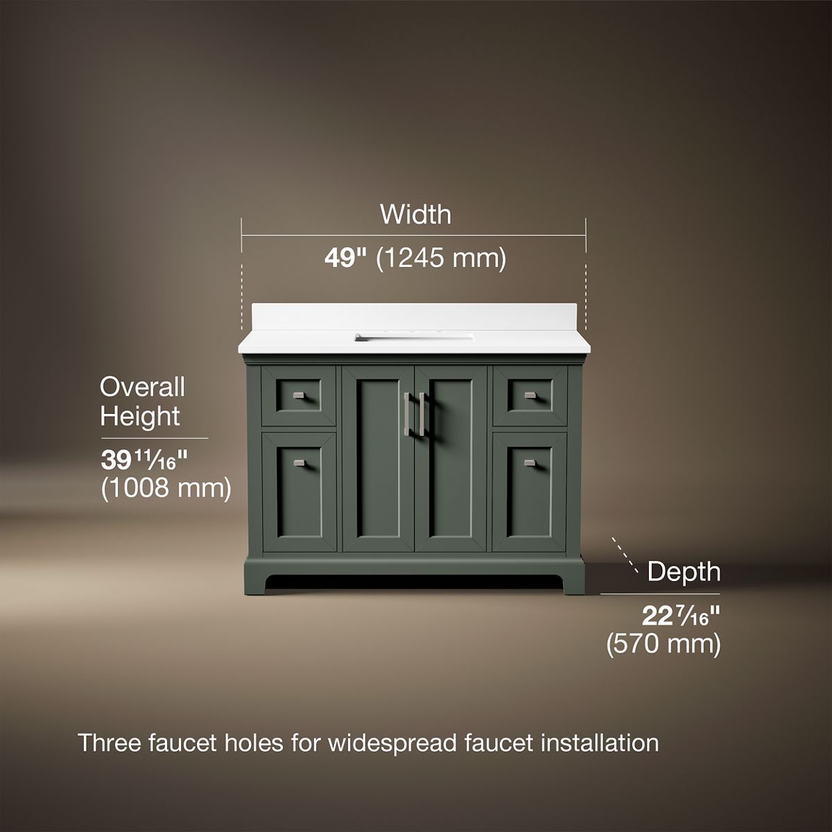 Charlemont™ 48" bathroom vanity cabinet with sink and quartz top
