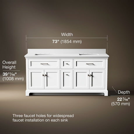 Charlemont™ 72" bathroom vanity cabinet with sinks and quartz top