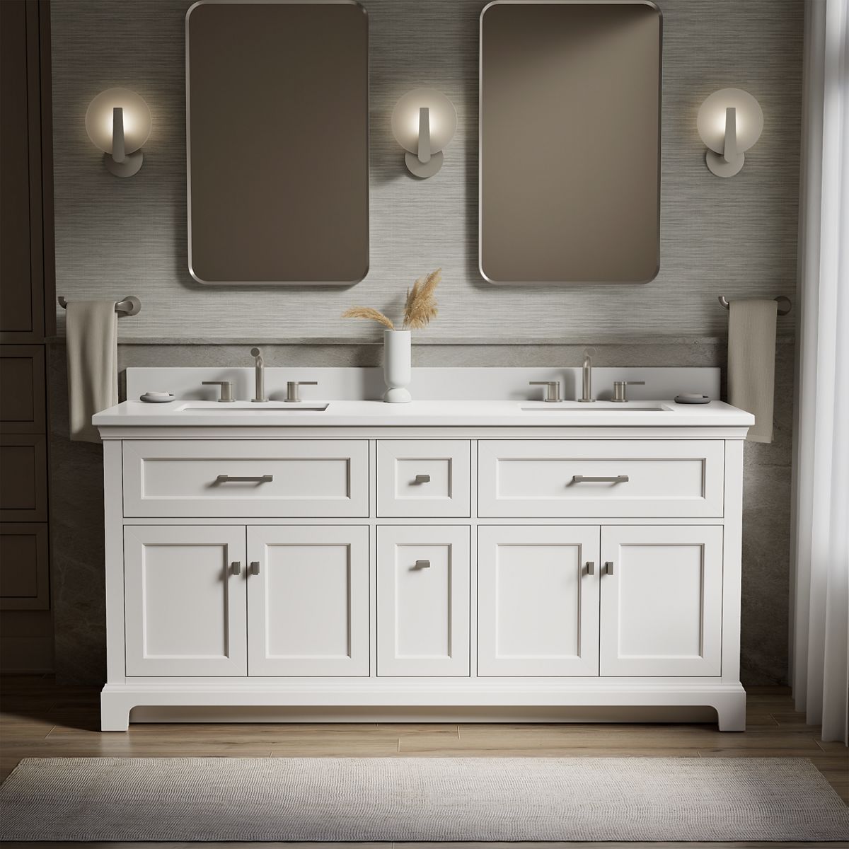 Charlemont™ 72" bathroom vanity cabinet with sinks and quartz top