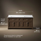 Charlemont™ 72" bathroom vanity cabinet with sinks and quartz top