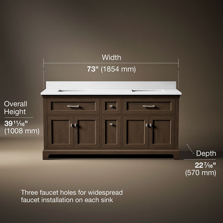 Charlemont™ 72" bathroom vanity cabinet with sinks and quartz top