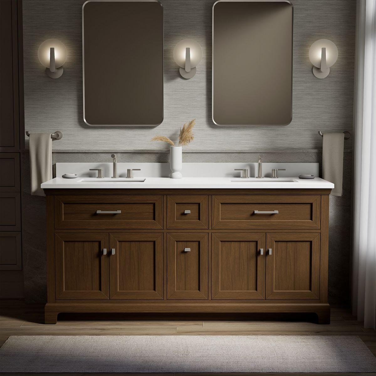 Charlemont™ 72" bathroom vanity cabinet with sinks and quartz top