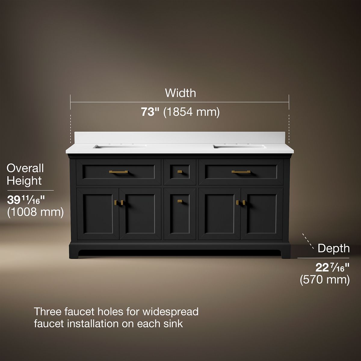 Charlemont™ 72" bathroom vanity cabinet with sinks and quartz top