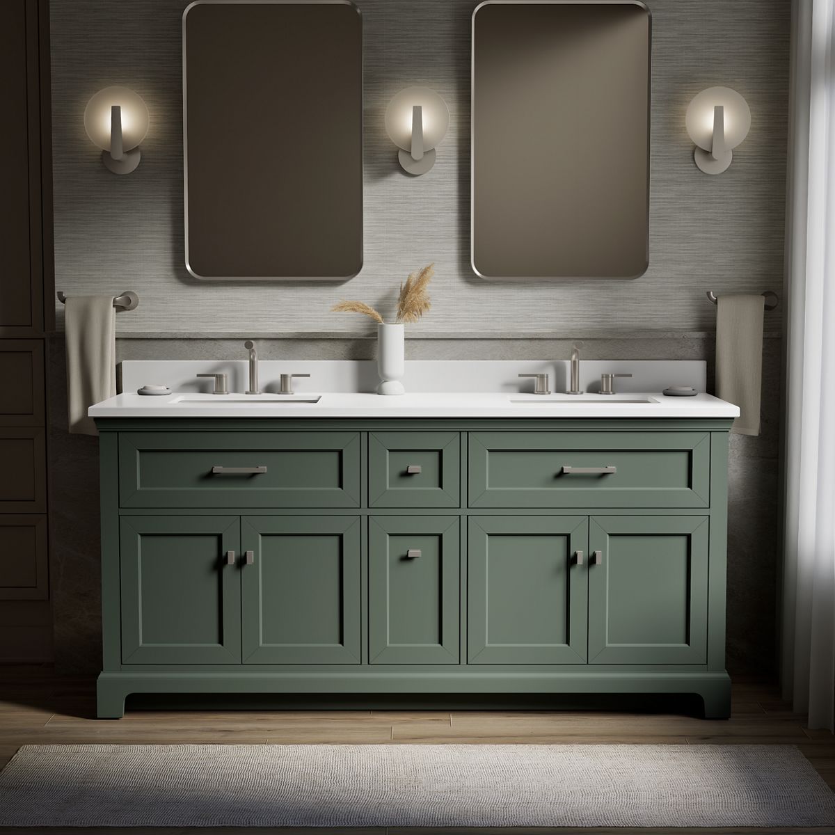 Charlemont™ 72" bathroom vanity cabinet with sinks and quartz top
