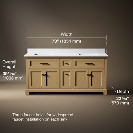Charlemont™ 72" bathroom vanity cabinet with sinks and quartz top