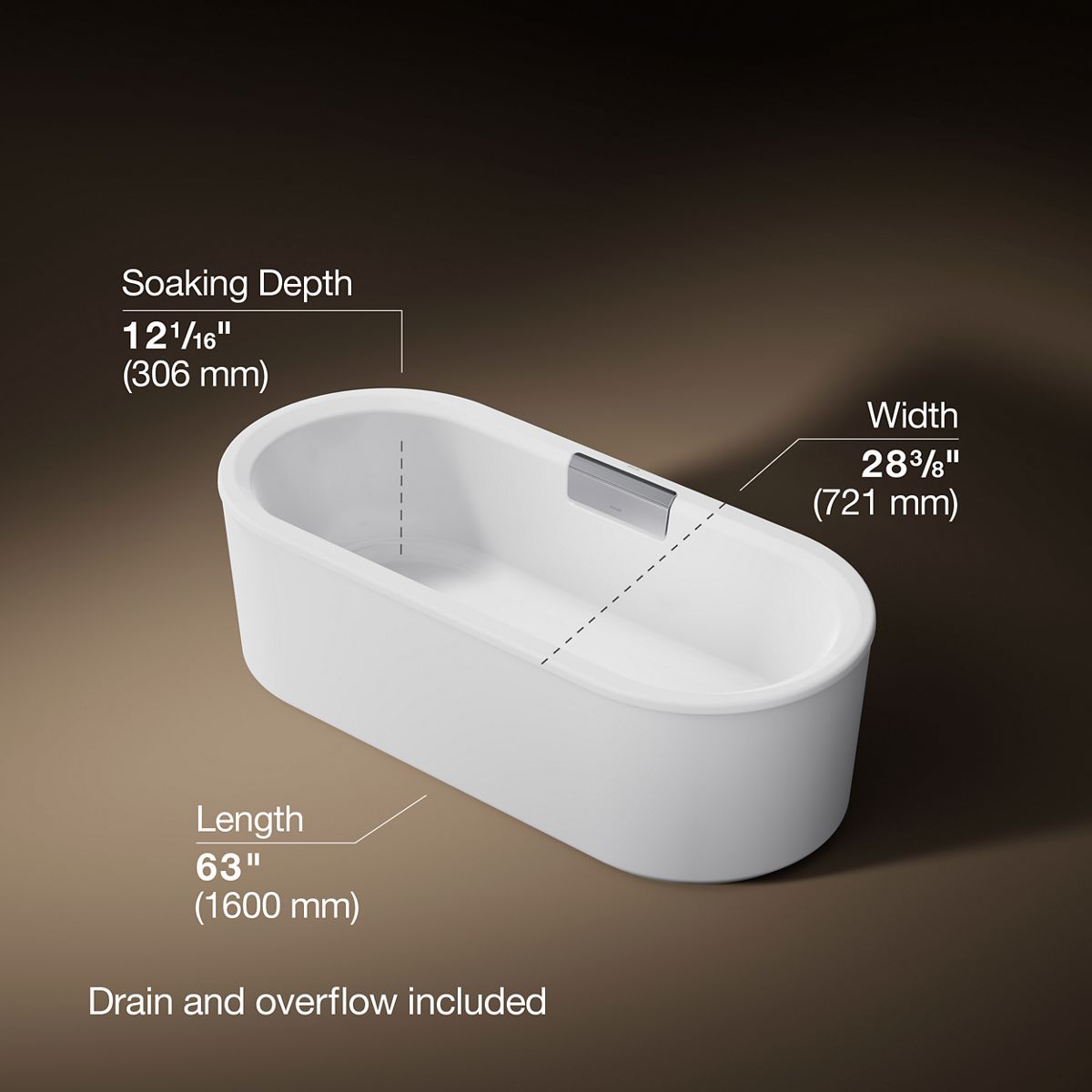 Volute® 63" x 28-3/8" freestanding bath with shroud