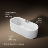 Volute® 63" x 28-3/8" freestanding bath with shroud