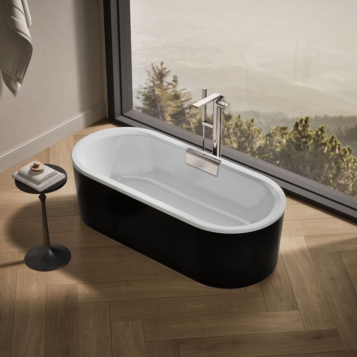 Volute® 63" x 28-3/8" freestanding bath with shroud