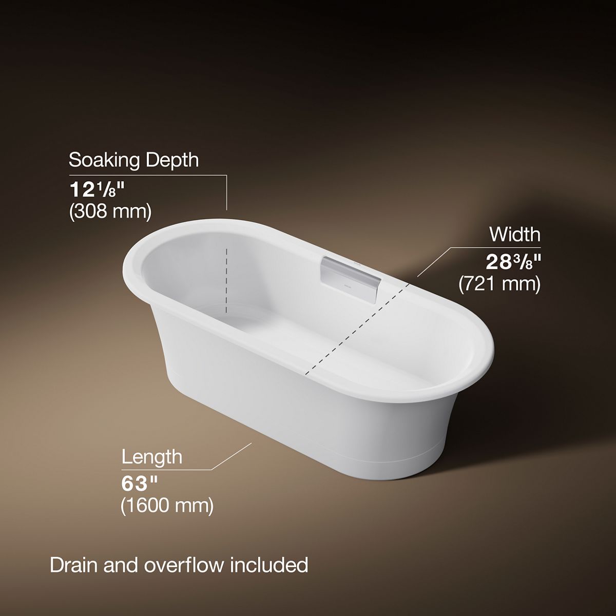 Volute® 63" x 28-3/8" freestanding bath with base