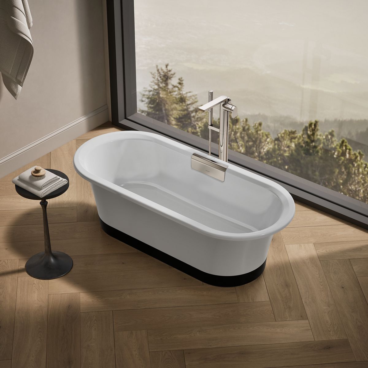 Volute® 63" x 28-3/8" freestanding bath with base