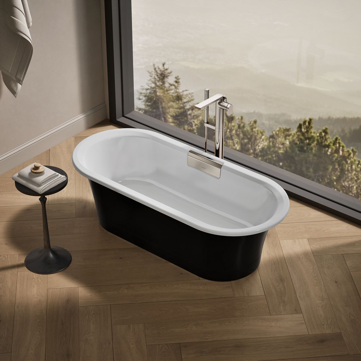 Volute® 63" x 28-3/8" freestanding bath with base