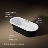 Volute® 63" x 28-3/8" freestanding bath with base