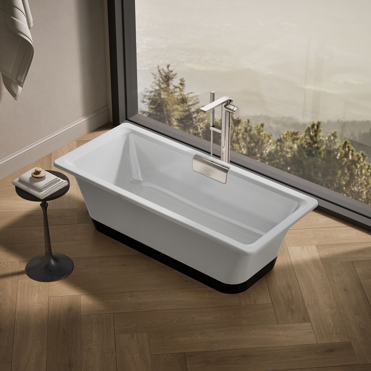 Volute® 63" x 28-3/8" freestanding bath with base