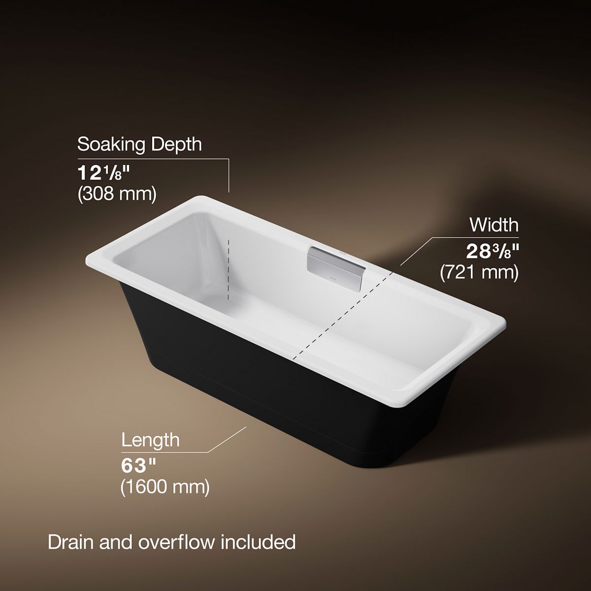 Volute® 63" x 28-3/8" freestanding bath with base