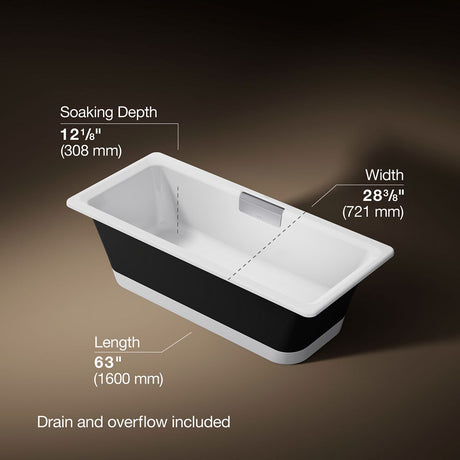 Volute® 63" x 28-3/8" freestanding bath with base