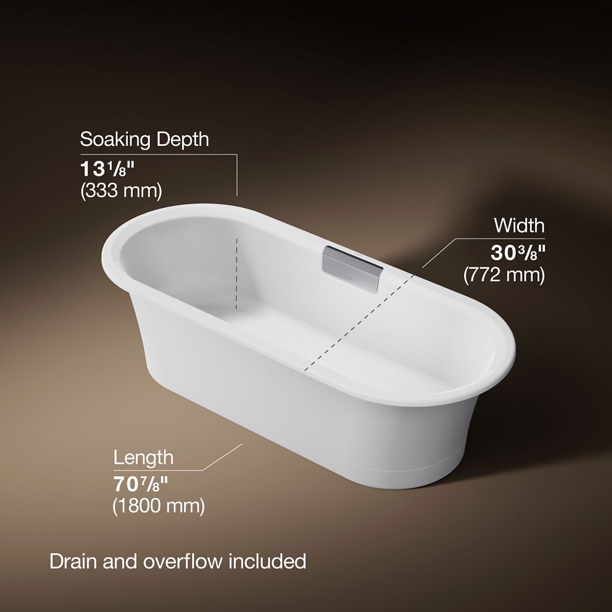 Volute® 70-7/8" x 30-3/8" freestanding bath with base