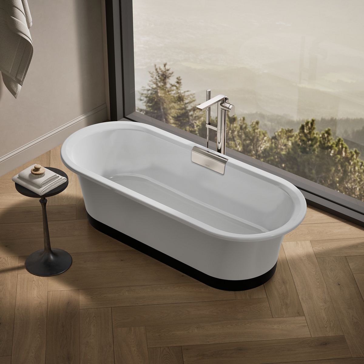 Volute® 70-7/8" x 30-3/8" freestanding bath with base