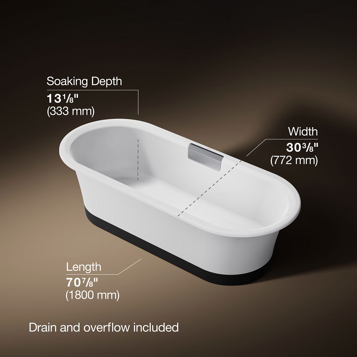 Volute® 70-7/8" x 30-3/8" freestanding bath with base
