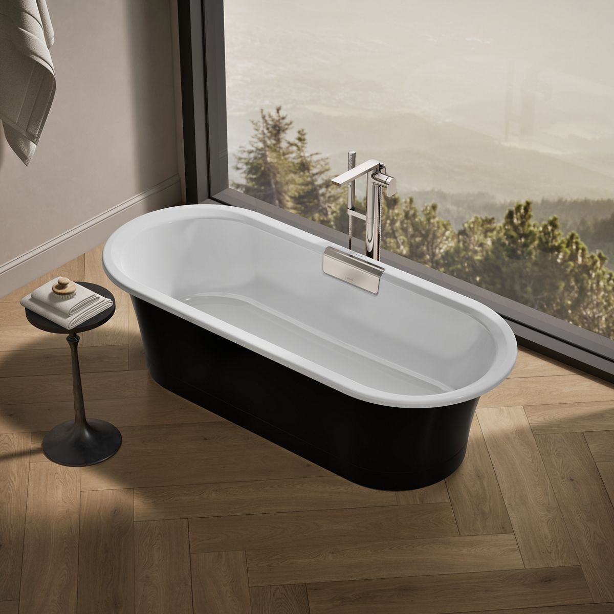 Volute® 70-7/8" x 30-3/8" freestanding bath with base