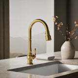 Artifacts® Touchless pull-down kitchen sink faucet with three-function sprayhead