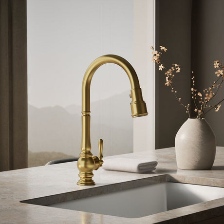 Artifacts® Touchless pull-down kitchen sink faucet with three-function sprayhead