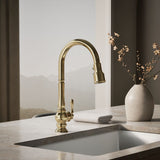 Artifacts® Touchless pull-down kitchen sink faucet with three-function sprayhead