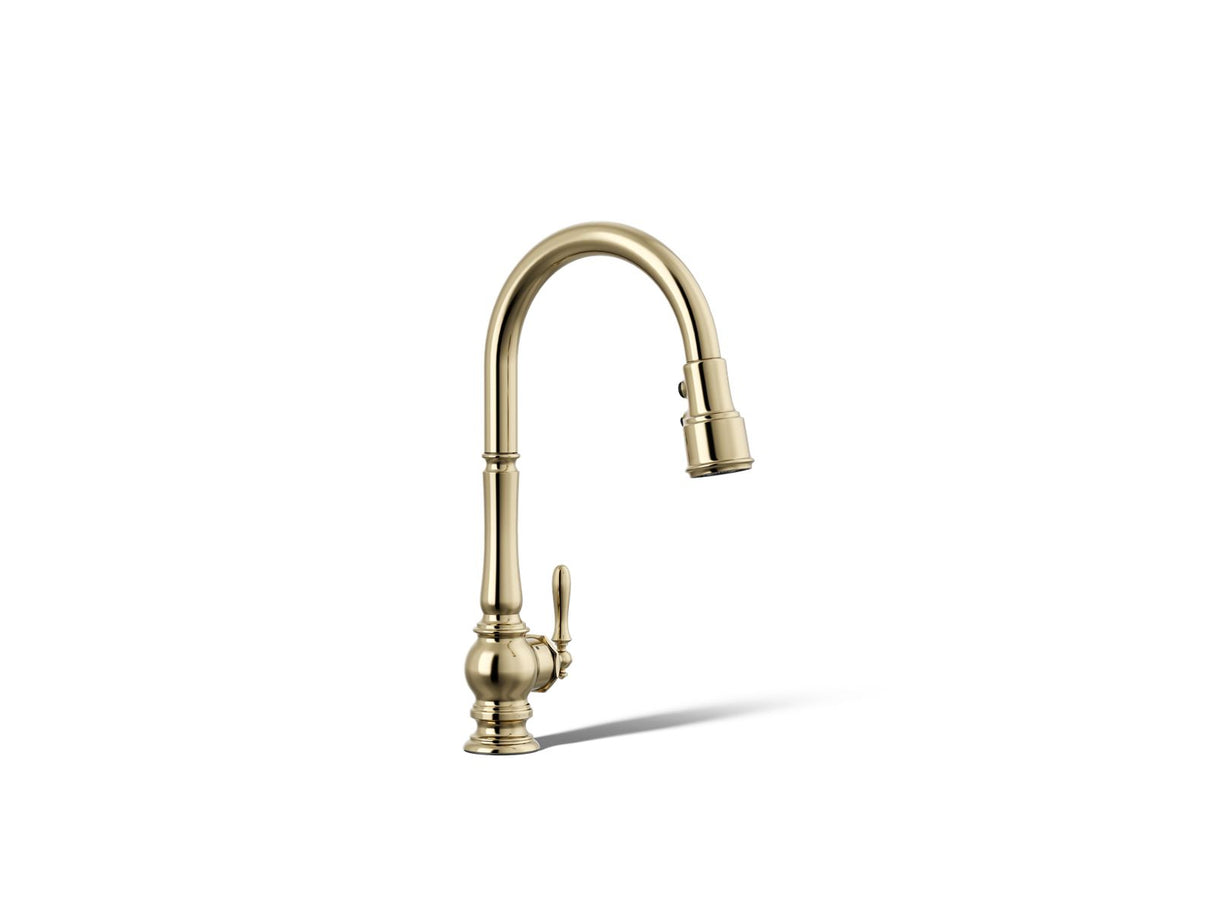 Artifacts® Touchless pull-down kitchen sink faucet with three-function sprayhead