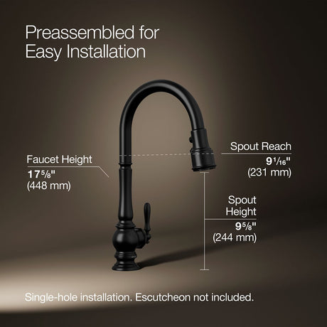 Artifacts® Touchless pull-down kitchen sink faucet with three-function sprayhead