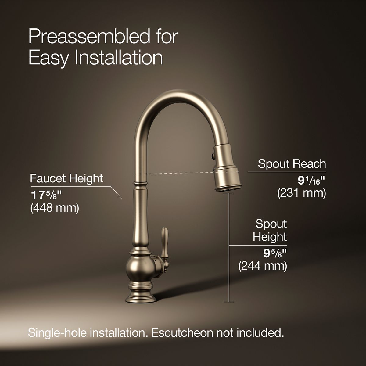 Artifacts® Touchless pull-down kitchen sink faucet with three-function sprayhead