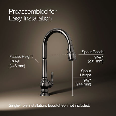 Artifacts® Touchless pull-down kitchen sink faucet with three-function sprayhead