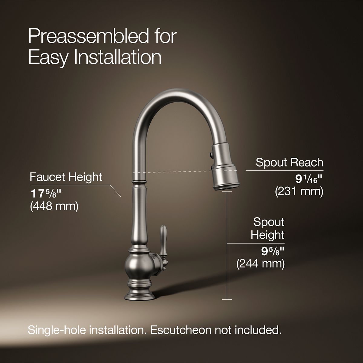 Artifacts® Touchless pull-down kitchen sink faucet with three-function sprayhead