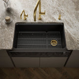 Cairn® 34" undermount single-bowl farmhouse kitchen sink with faceted design