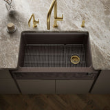 Cairn® 34" undermount single-bowl farmhouse kitchen sink with faceted design