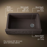Cairn® 34" undermount single-bowl farmhouse kitchen sink with faceted design