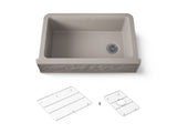 Cairn® 34" undermount single-bowl farmhouse kitchen sink with faceted design