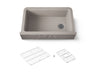 Cairn® 34" undermount single-bowl farmhouse kitchen sink with faceted design
