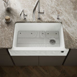 Cairn® 34" undermount single-bowl farmhouse kitchen sink with faceted design